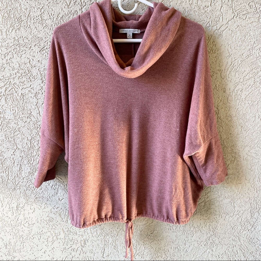 Green Envelope Pink Sweater with Cinched Waist